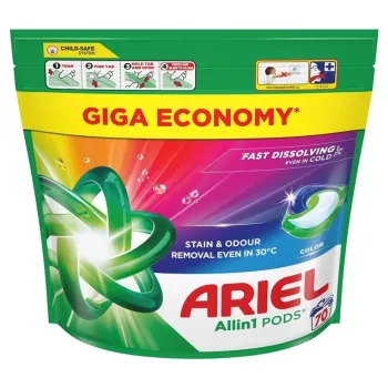 Pesukapslid Ariel All-in-1 Color 70 tk – Ariel pesukapslid värvilistele kangastele, 70 ühikut