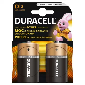 Battery Duracell Basic D (R20) — pakendis 2, primaarsed tsink-süsi elemendid
