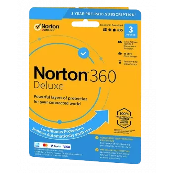 Norton 360 Deluxe | 3 seadet | 1 aasta | 25 GB pilvesalvestus | EL