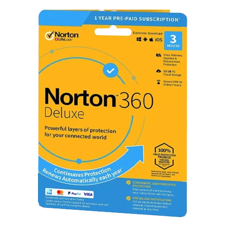 Norton 360 Deluxe | 3 seadet | 1 aasta | 25 GB pilvesalvestus | EL
