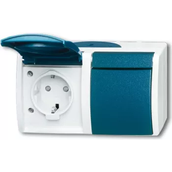 BUSCH JAEGER 20/2 EBW-53 - CEE 7/3 - 2P+E - Sinine - Valge - IP44 - 250 V - 16 A