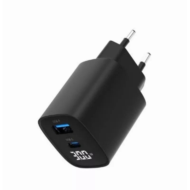 Mobiilseadme laadija Gembird TA-UC-PDQC30LCD-BK-01 kiirlaadimine must