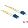 Fiiberoptiline kaabel DELOCK 80159 OS2 50 m 2x LC → 2x LC, 9 µm, täisdupleks, kollane/sinine