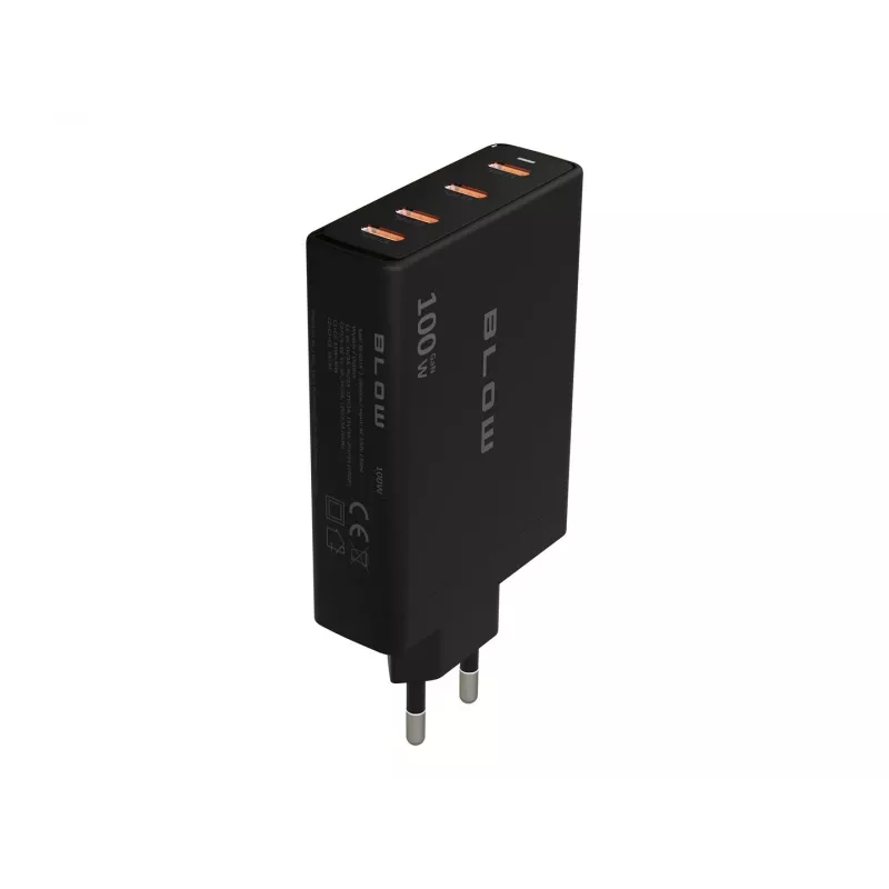 Seinilaadija BLOW 4×USB-C PD 100W GaN, 4 porti, PD 3.0, PPS, 200–240 V sisend