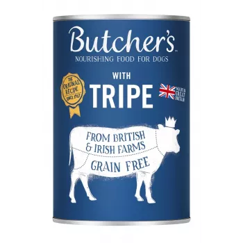 Konserveeritud märg koeratoit Butcher's Originaal Tripe 400 g — veiseliha maitse, täiskasvanud koertele, 80% niiskus