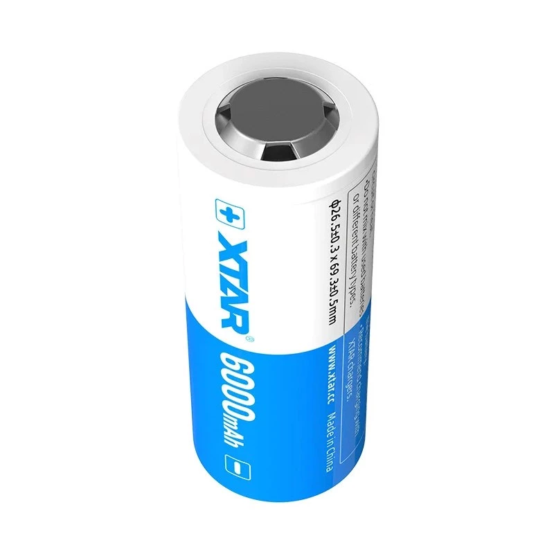 Aku 26650 3,6V Li-ioon 6000 mAh Aku 26650 3 on Xtari laetav standardne li-ioon aku. Ehtne Xtari toode — MPN: 26650-6000 · EAN: