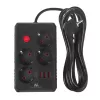 Pikenduspesa MACLEAN MCE393 B — 4 pistikupesa, 3×USB, 110–240 V, 2500 W, 3 m kaabel, must
