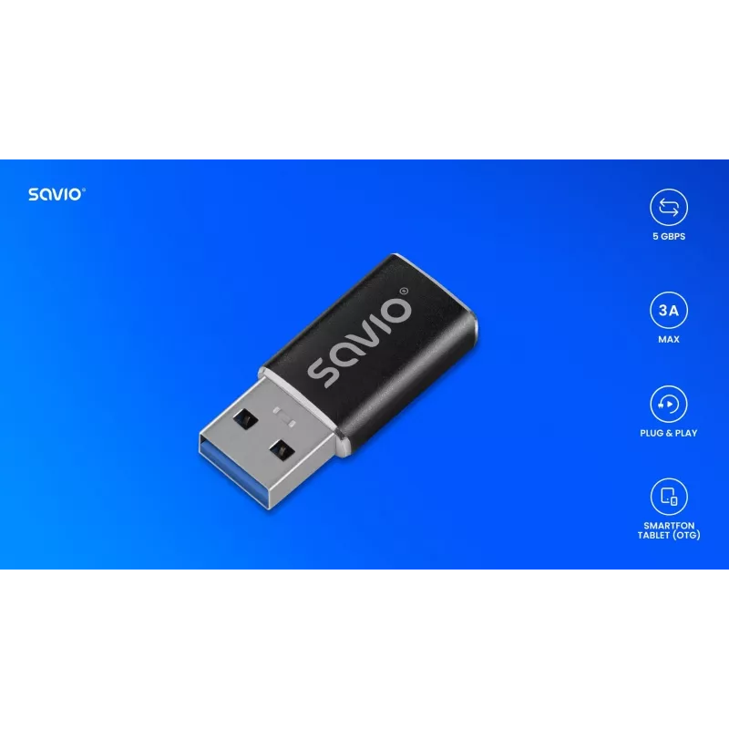 Savio AK-81 videokaabli adapter USB USB-C USB Type-A must