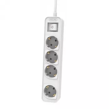 Pikendusjuhe Philips Phil-CHP2144W/60 1,5 m, 4 vahelduvvoolupesa, valge