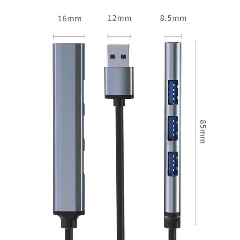 USB-jaotur QOLTEC 53793 — USB 3.0 sisend, 3× USB 2.0 porti