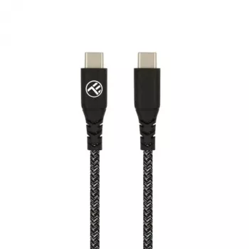 USB USB-C to USB-C andmekaabel Tellur TLL155471, 1 m, 3 A, 60 W PD, nailonpunutud, must