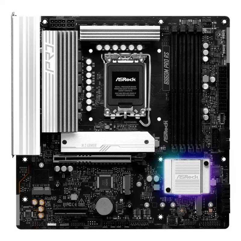 Emaplaat ASROCK B860M Pro RS — Intel B860, LGA 1851, micro ATX, DDR5, 4× DIMM, 2.5Gb LAN, 1×PCIe5 x16