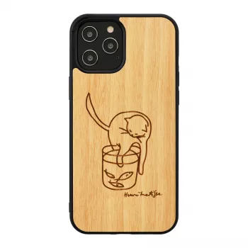 Kaitsev telefoniümbris man and wood mudelile iPhone 12 Pro Max — kass punase kalaga