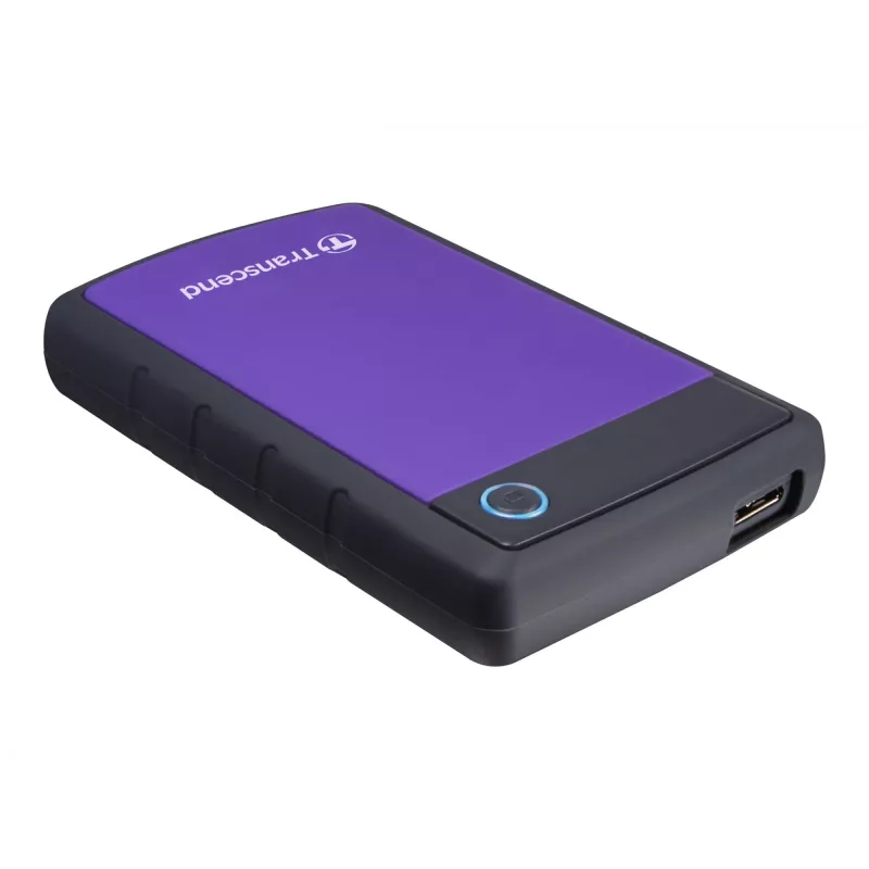 StoreJet 25H2 2.5 inch portable HDD 2TBUSB 3.0 Shockproof with Dark grey silicon cover and purple cover one touch Auto-Backup button