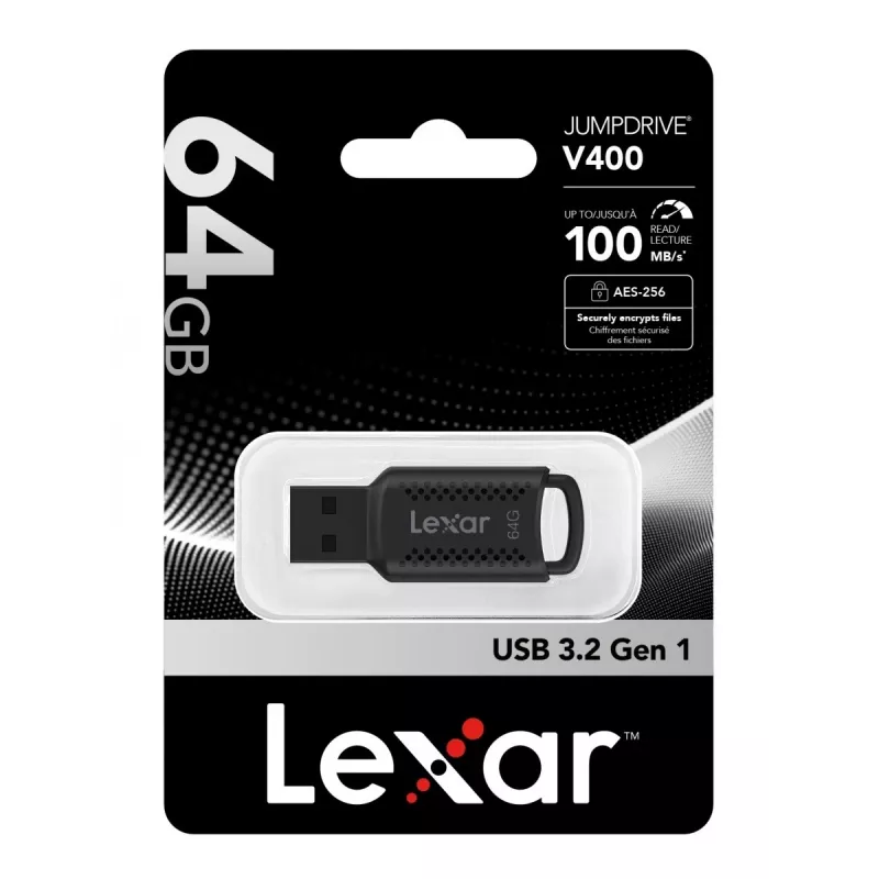 Lexar JumpDrive LJDV400064G-BNBNG USB-mälupulk 64 GB USB Type-A 3.2 Gen 1 (3.1 Gen 1) Must