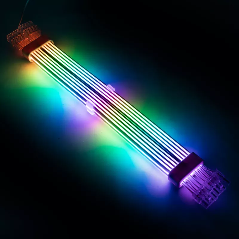 PCI-E 8-pin pikenduskaabel Kolink Umbra Radiant ARGB — kahekordne 2× 8-pin, varjestatud pikendus GPU toitele
