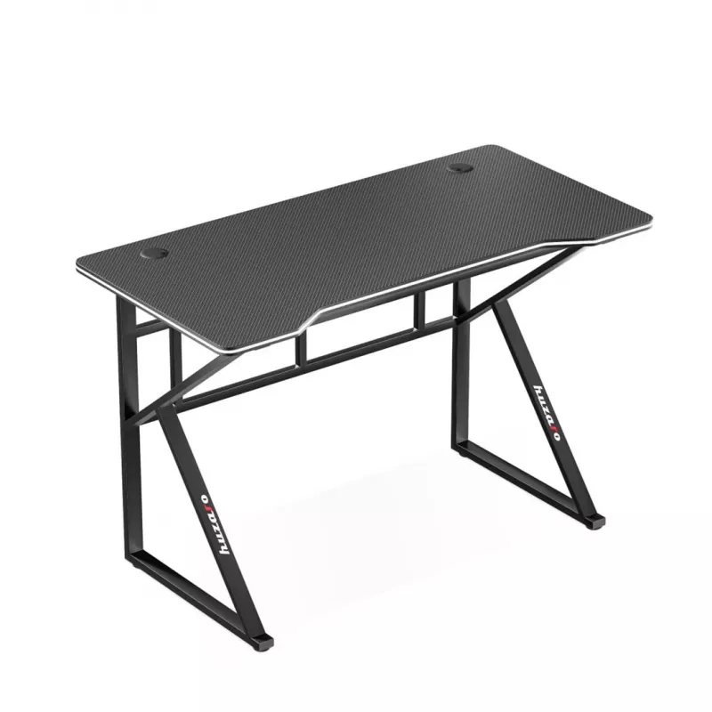 Mängulaud huzaro Hero 1.6 Must — sirge MDF/süsinikmustriga lauaplaat 1200×600×750 mm, metallraam