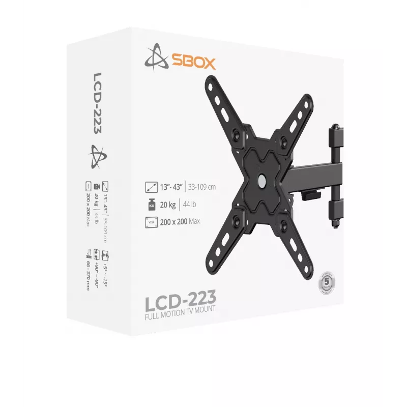 SBOX LCD kinnitus LCD-223-2 13–43-tollistele ekraanidele, maksimaalne kandevõime 20 kg, VESA kuni 200x200