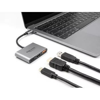 DeLOCK 61071 videokaabli adapter 0,1 m USB USB-C USB USB-C USB Type-A HDMI hall