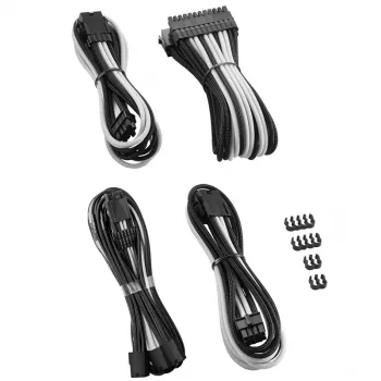 CableMod PRO ModMesh 12VHPWR kaablipikenduskomplekt, must/valge, PCIe 12VHPWR 16‑kontaktiline pikenduskomplekt