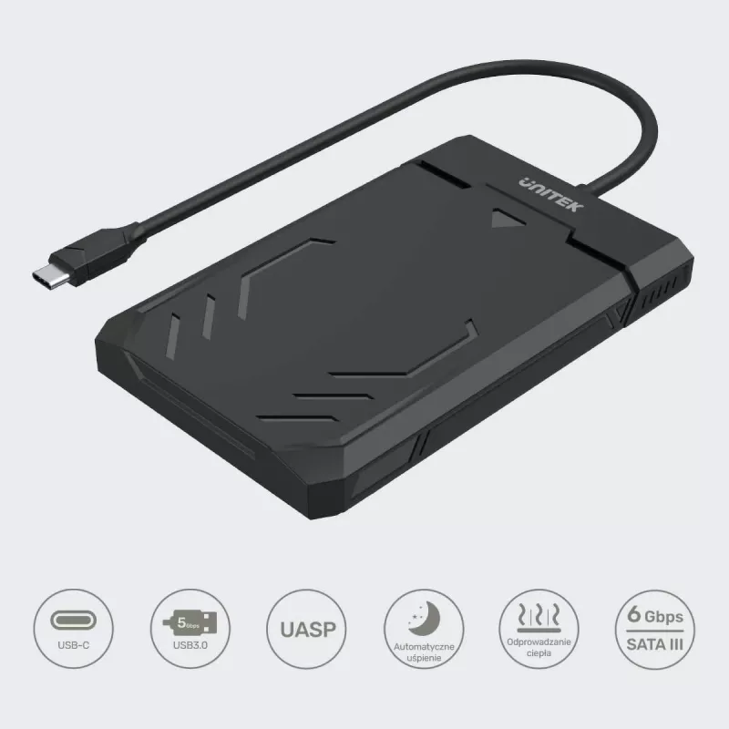Unitek Y-3036A - DiskGuard Raiden 2.5 USB-C SATA III 2.5” HDD/SSD kõvaketta korpus