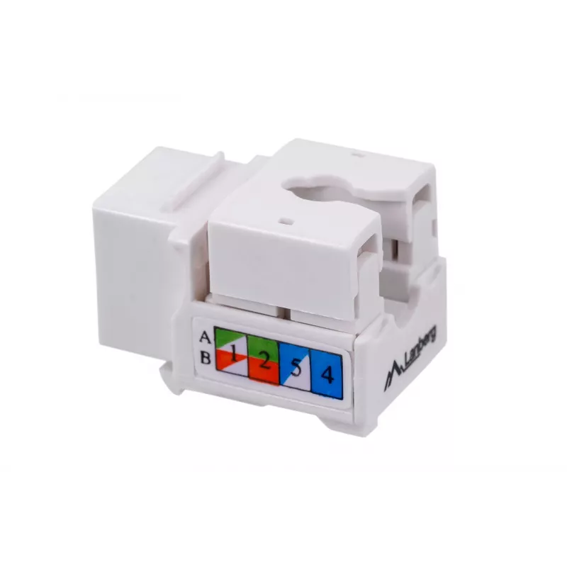 Keystone-moodul LANBERG KSU6-1090, Cat6 U/UTP lame, RJ-45 isane to LSA emane, AWG 22/26, 14.5×16.1 mm, valge