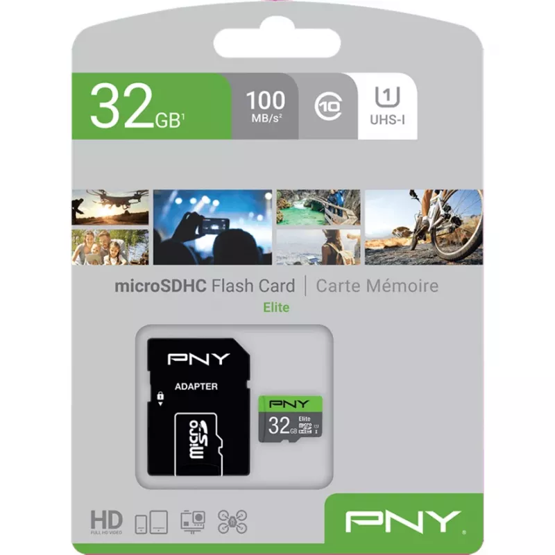MicroSDHC-kaart PNY Elite 32GB klass 10 UHS-I P-SDU32GU185GW-GE