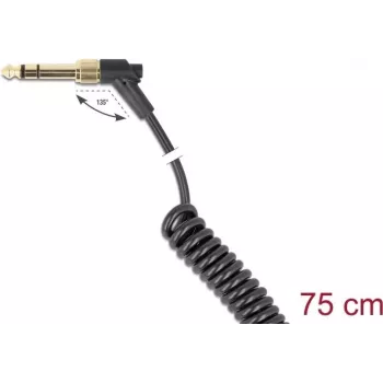 Audio kaabel DELOCK 85777 — 3,5 mm isane 3,5 mm isasele, 0,75 m, must, kullatud kontaktidega