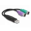 DeLOCK USB-PS/2 adapter 0,17 m 2x 6-viiguline Mini-DIN USB A