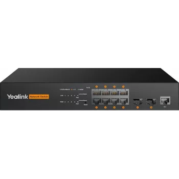 Hallatav L2+ PoE-lüliti Yealink RCH80, 8x RJ-45 porti, 20 Gbit/s, riiulmonteeritav, must