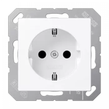 Pistikupesa tüüp F Jung A 1520 BF WWM, 16 A, 250 V, termoplast, valge, 55×55 mm