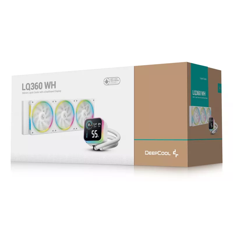 Vedelikjahutus DeepCool LQ360 Valge, 360 mm radiaator, RGB-ventilaatorid