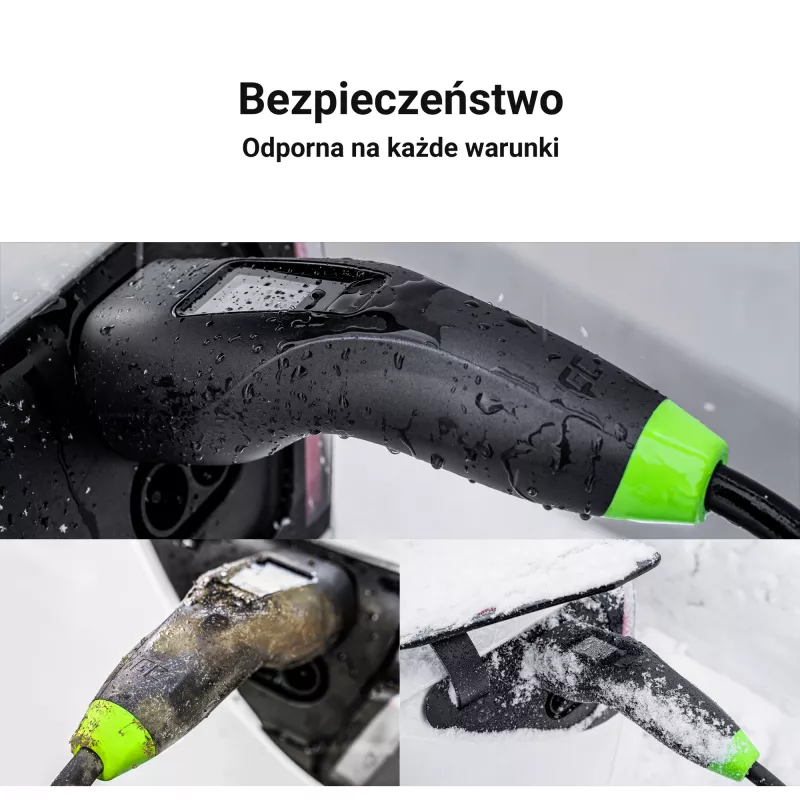 roheline Cell Habu EVGC01 Mobiilne EV laadija elektrisõidukitele 11 kW 7 m Type 2 CEE Wallbox Must