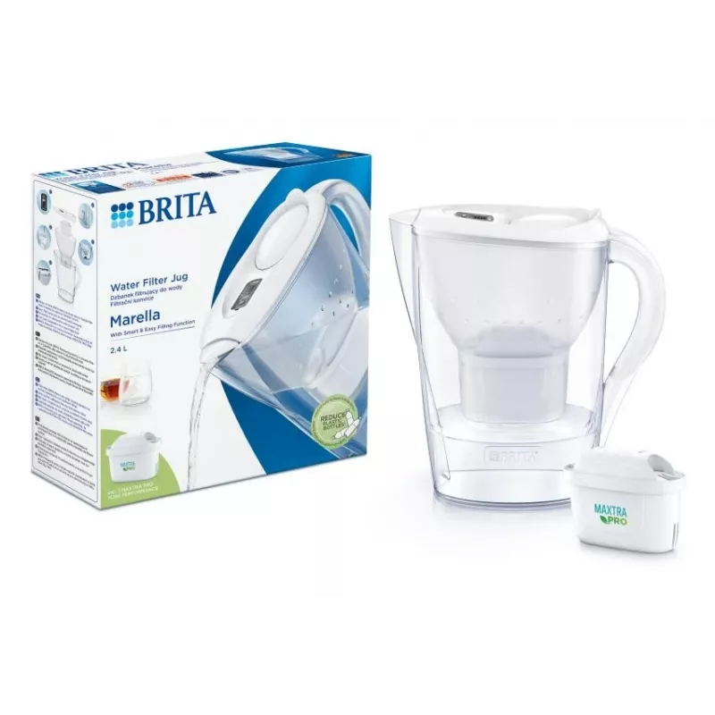 Veefiltrikann BRITA Marella koos Maxtra Pro filtriga, 2,4 L veepaak, valge, ergonoomiline käepide
