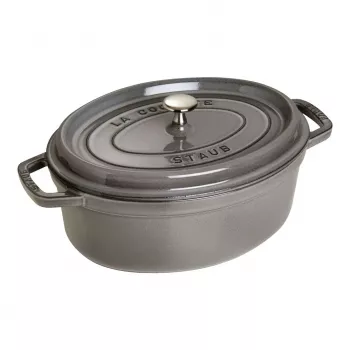 Malmist ovaalne kookotipott Staub 29 cm, grafiithall