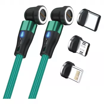 USB-kaabel RealPower MagneticCharge2 1m roheline kiirlaadimine andmeedastus