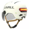 Livall L23 valge kaitsekiiver 58–62 cm integreeritud LED-tulede ja SOS-funktsiooniga, kaitsevisiiriga