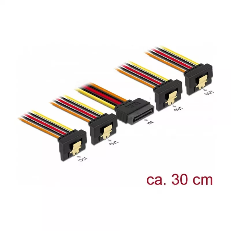 Sisemine toitekaabel DeLOCK 60167 0,3 m SATA 15-kontaktiline kuni 4 x SATA 15-kontaktiline