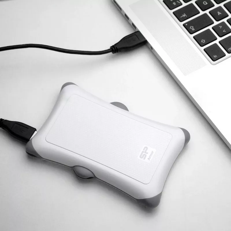 Väline kõvaketas Silicon Power Armor A30 1TB USB 3.2 Gen 1, 2,5-tolline HDD, valge, USB Type-A