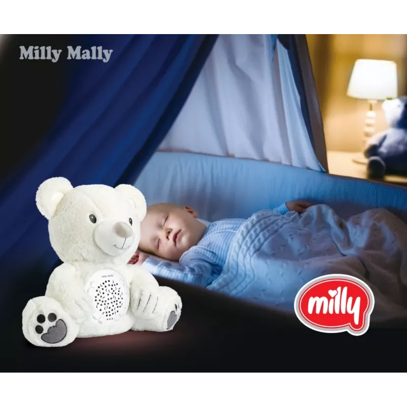 Plush projector toy Milly Mally Bear 5656 with soft light for nursery