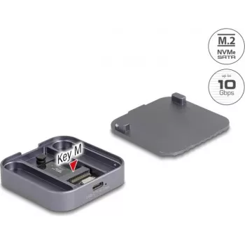 Väline magnetiline korpus DELOCK USB USB-C 10 Gbps 1 x M.2 NVMe või SATA SSD jaoks (mudel 42032)