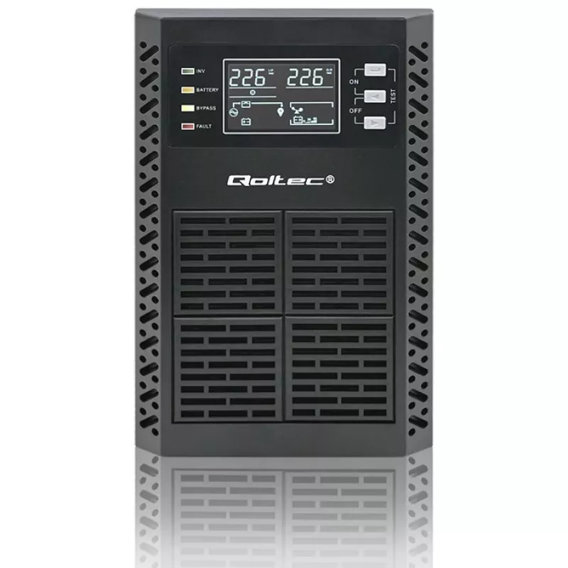Qoltec Katkematu toiteallikas (UPS) | 1kVA | 1000W | Võimsustegur 1.0 | LCD | EPO | USB | Online