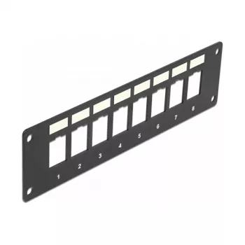 Patch-paneel DELOCK 86597 — metall, must, 50 mm x 1,6 mm x 185 mm
