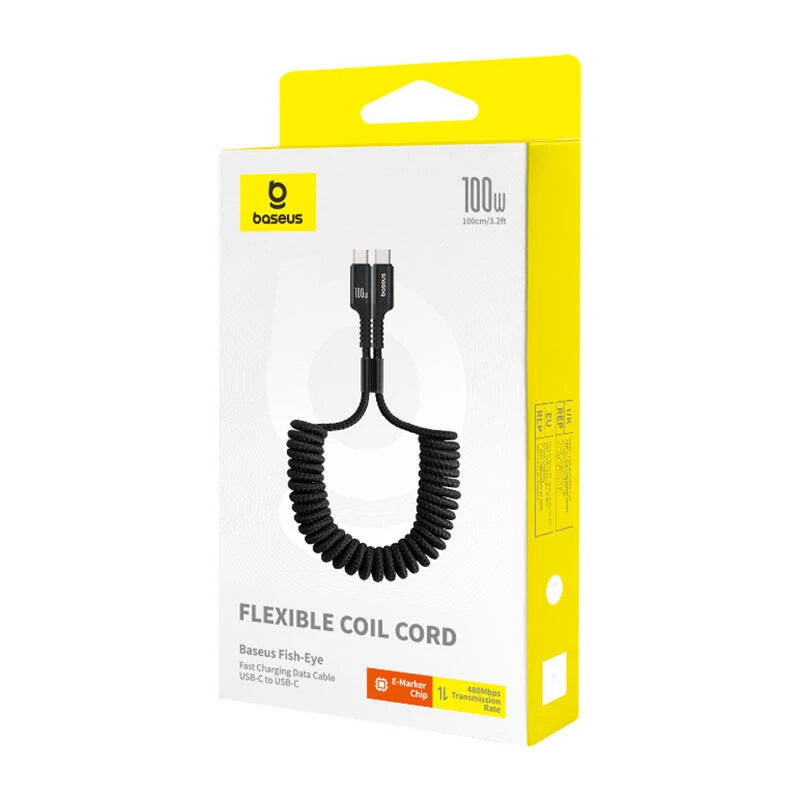 Baseus Fish-Eye USB C USB C kiirlaadimiskaabel 1 m 100 W must