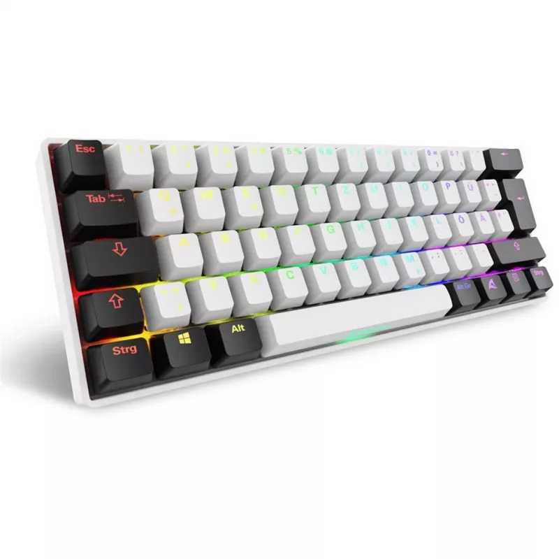 Sharkoon SGK50 S4 klaviatuur Kodu USB QWERTZ Saksa Valge RGB LED 60%