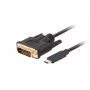 Video kaabliadapter LANBERG CA-CMDV-10CU-0030-BK, USB USB-C to DVI-D, 3 m, Must