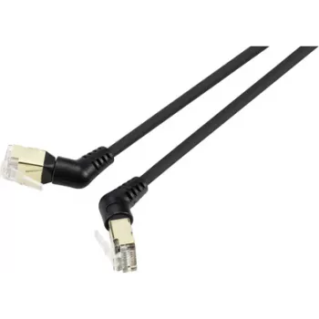 Renkforce RF-6071556 RJ45 võrgukaabel, patch-kaabel CAT 8.2 S/FTP 2.00 m must pistikukontaktid 360° pööratavad, nurga all kaabliväljund 1 tk (RF-6071556)