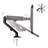 Maclean MC-860N monitorihoidja, gaasivedruga, 13-27, 8 kg, must