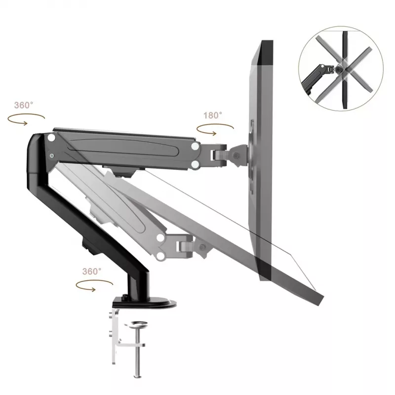 Maclean MC-860N monitorihoidja, gaasivedruga, 13-27, 8 kg, must