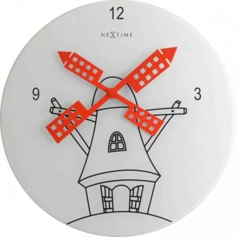 NeXtime klok 8807 Windmil, Ø30 cm, seinakell, valge/must/punane